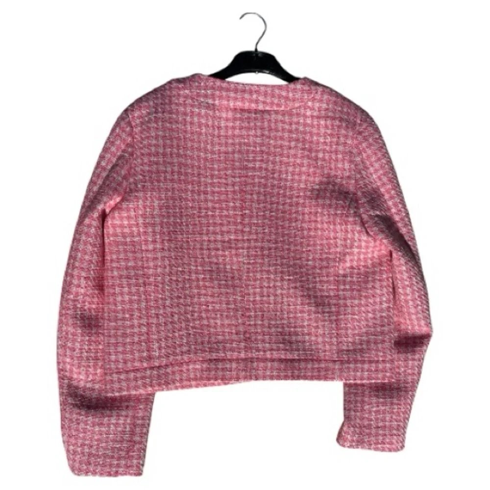 J.Crew Factory Tweed Patch-Pocket Women's Jacket Pink Size 12 - Picture 2 of 6